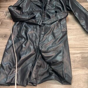 New Look Black Faux Leather Trench Coat